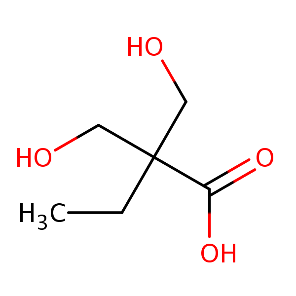 Butanoic acid, 2,2-bis(hydroxymethyl)- structural formula