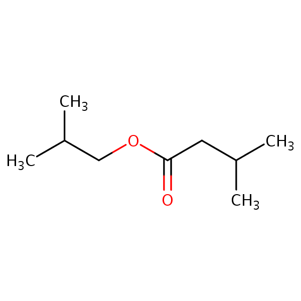Butanoic acid, 3-methyl-, 2-methylpropyl ester structural formula