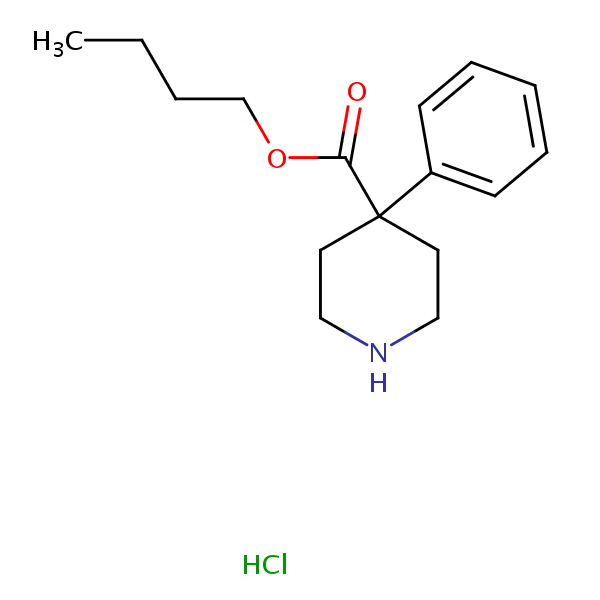 Butyl 4-phenylpiperidine-4-carboxylate hydrochloride structural formula