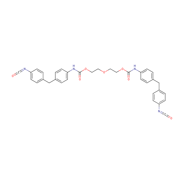 Carbamic acid, [4-[(4-isocyanatophenyl)methyl]phenyl]-, oxydi-2,1-ethanediyl ester structural formula