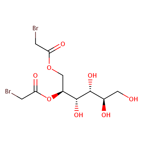 D-Glucitol 1,2-bis(bromoacetate) structural formula