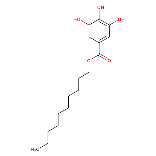 Decyl 3,4,5-trihydroxybenzoate structural formula
