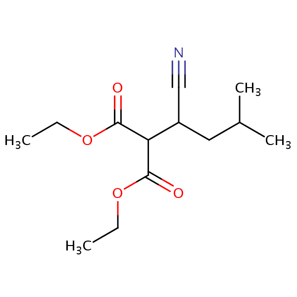 Diethyl (1-cyano-3-methylbutyl)propanedioate structural formula