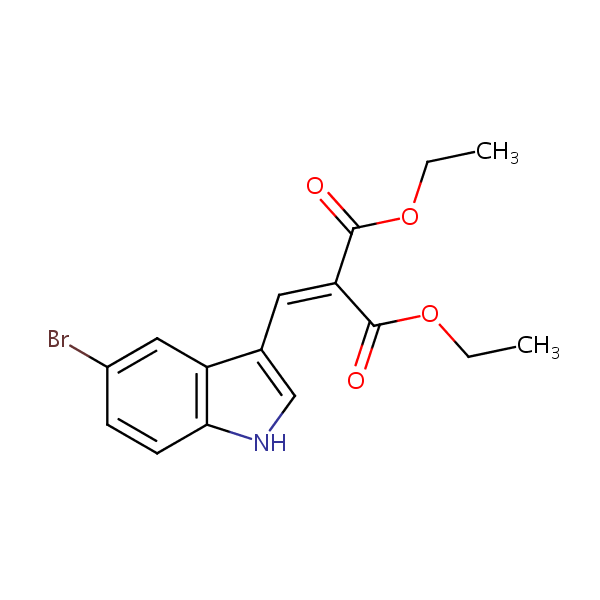 Diethyl ((5-bromo-1H-indol-3-yl)methylene)malonate structural formula