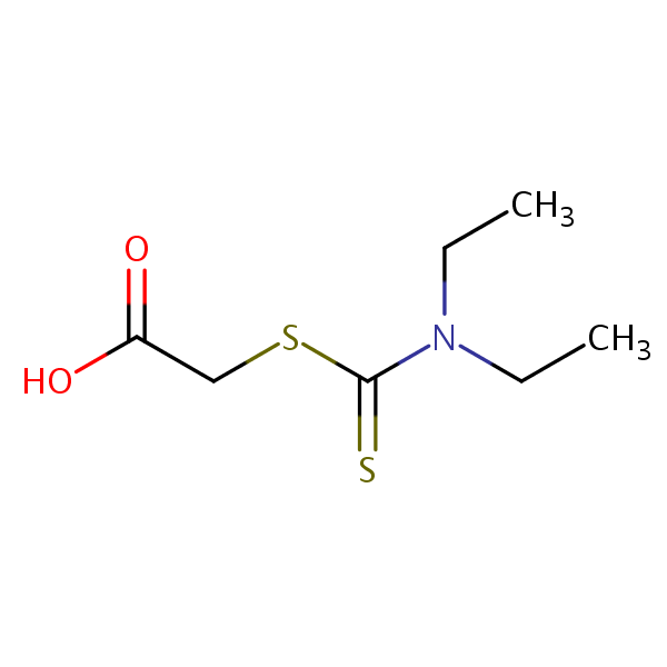 (((Diethylamino)thioxomethyl)thio)acetic acid structural formula
