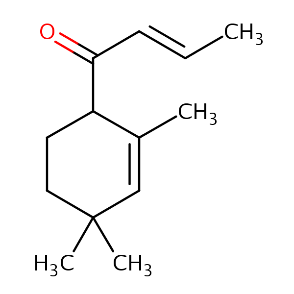(E)-1-(2,4,4-Trimethyl-2-cyclohexen-1-yl)-2-buten-1-one structural formula