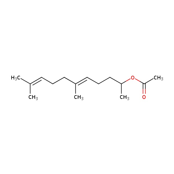 (E)-6,10-Dimethylundeca-5,9-dien-2-yl acetate structural formula