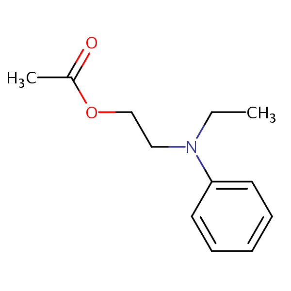 Ethanol, 2-(ethylphenylamino)-, acetate (ester) structural formula