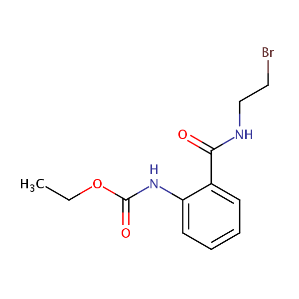 Ethyl (2-((2-bromoethyl)aminocarbonyl)phenyl)carbamate structural formula
