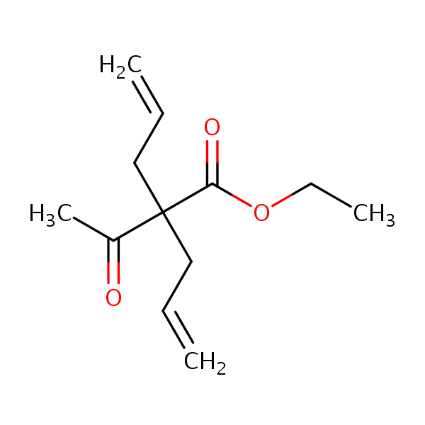 Ethyl 2-acetyl-2-allylpent-4-ene-1-oate structural formula
