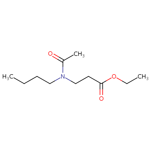 Ethyl 3-(N-butylacetamido)propionate structural formula