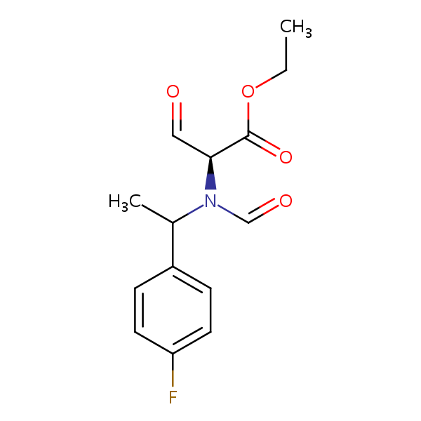 Ethyl N-(1-(4-fluorophenyl)ethyl)-N-formyl-3-oxoalaninate structural formula