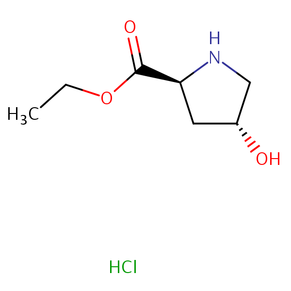 Ethyl trans-4-hydroxy-L-prolinate hydrochloride structural formula