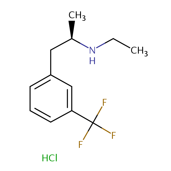 (-)-Fenfluramine hydrochloride structural formula
