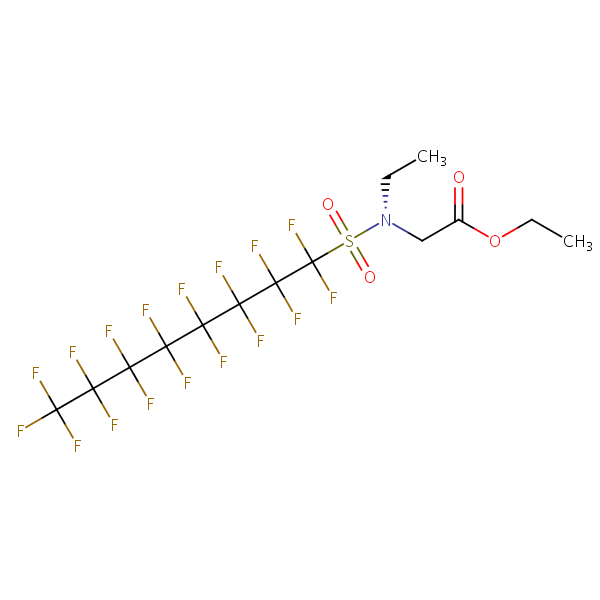 Glycine, N-ethyl-N-[(heptadecafluorooctyl)sulfonyl]-, ethyl ester structural formula