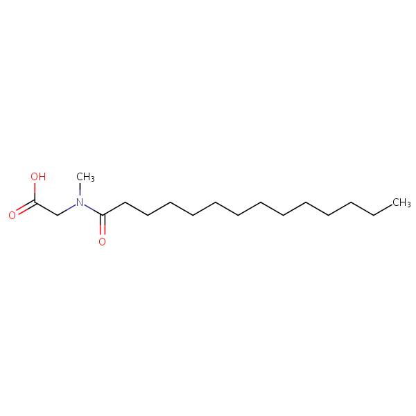Glycine, N-methyl-N-(1-oxotetradecyl)- structural formula