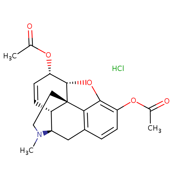 (-)-Heroin hydrochloride structural formula