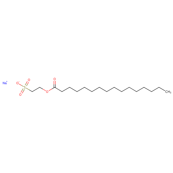 Hexadecanoic acid, 2-sulfoethyl ester, sodium salt structural formula