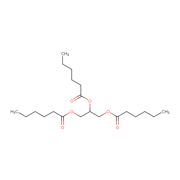 Hexanoic acid, 1,2,3-propanetriyl ester structural formula
