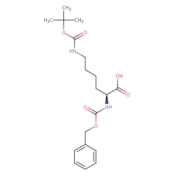 IN2-(benzyloxycarbonyl)-N6-(tert-butoxycarbonyl)-L-lysine structural formula