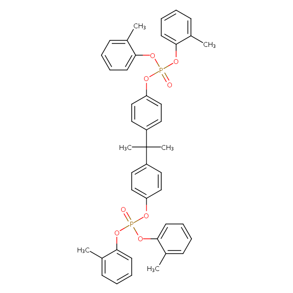 Isopropylidenedi-p-phenylene tetra-o-tolyl bis(phosphate) structural formula