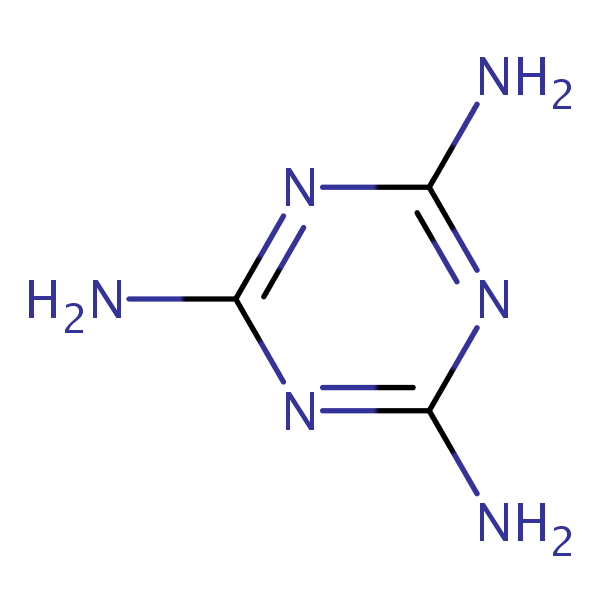 Melamine (1,3,5-triazine-2,4,6-triamine) structural formula