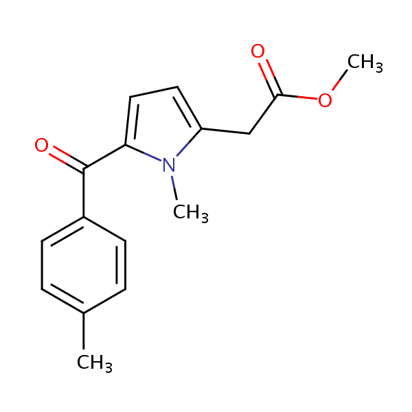 Methyl 1-methyl-5-(4-methylbenzoyl)-1H-pyrrole-2-acetate structural formula