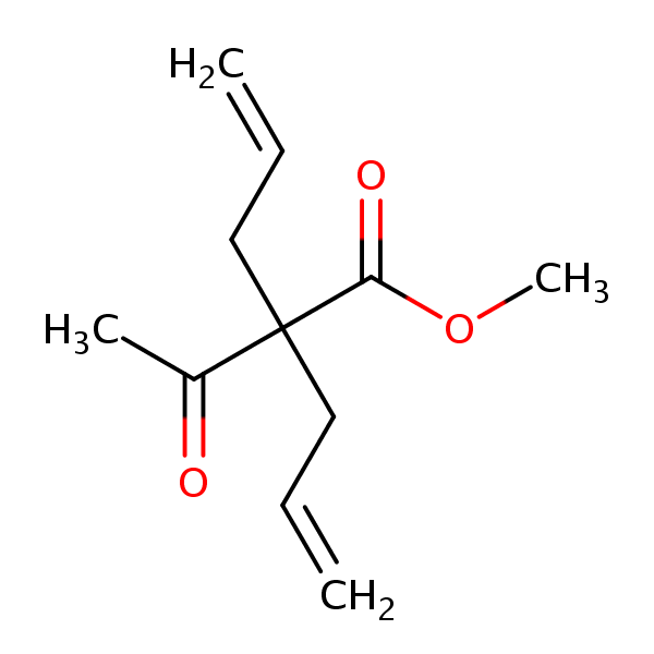 Methyl 2-acetyl-2-allylpent-4-ene-1-oate structural formula