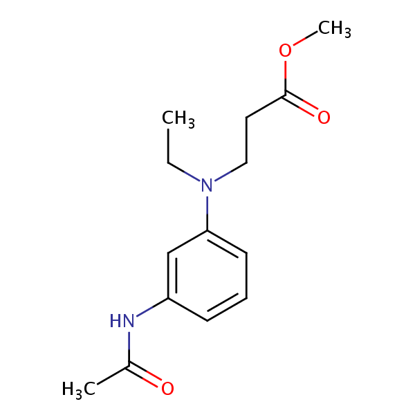 Methyl N-(3-(acetylamino)phenyl)-N-ethyl-beta-alaninate structural formula
