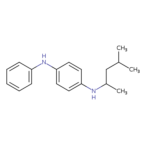 N-(1,3-Dimethylbutyl)-N’-phenyl-p-phenylenediamine structural formula