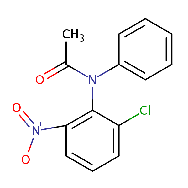 N-(2-Chloro-6-nitrophenyl)-N-phenylacetamide structural formula