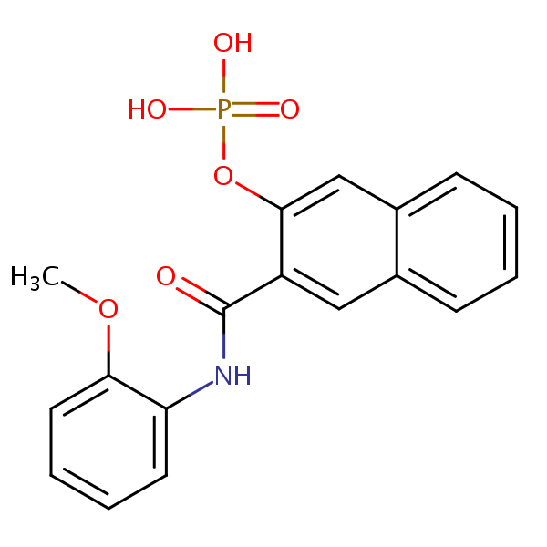 N-(2-Methoxyphenyl)-3-(phosphonooxy)naphthalene-2-carboxamide structural formula