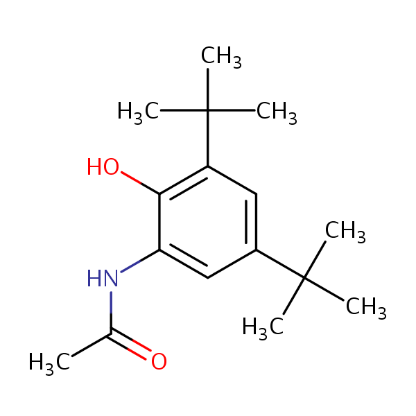 N-(3,5-Bis(1,1-dimethylethyl)-2-hydroxyphenyl)acetamide structural formula