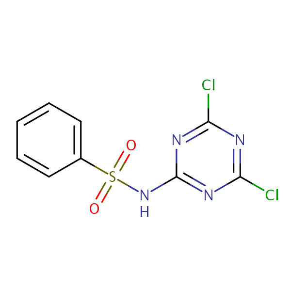 N-(4,6-Dichloro-1,3,5-triazin-2-yl)benzenesulphonamide structural formula
