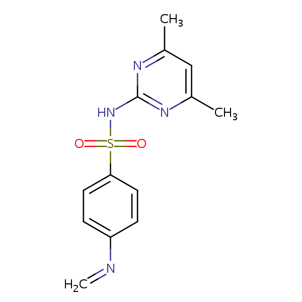 N-(4,6-Dimethyl-2-pyrimidinyl)-4-(methyleneamino)benzenesulphonamide structural formula