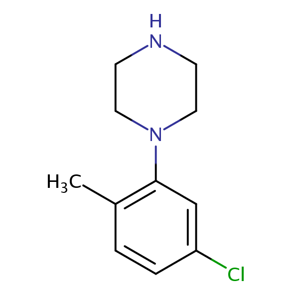N-(5-Chloro-2-methylphenyl)piperazine structural formula