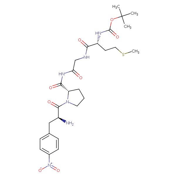 N-(tert-Butoxycarbonyl)-D-methionylglycyl-4-nitro-3-phenyl-L-alanyl-L-prolinamide structural formula