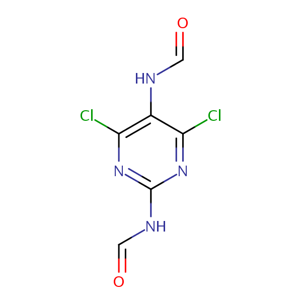 N,N’-(4,6-Dichloropyrimidine-2,5-diyl)diformamide structural formula