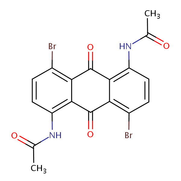 N,N’-(4,8-Dibromo-9,10-dihydro-9,10-dioxo-1,5-anthracene-diyl)bisacetamide structural formula