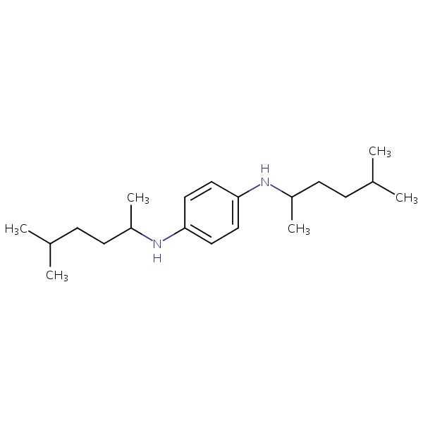 N,N’-Bis(1,4-dimethylpentyl)-4-phenylenediamine structural formula