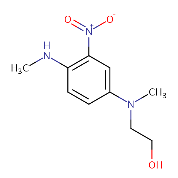 N,N’-Dimethyl-N-hydroxyethyl-3-nitro-p-phenylenediamine structural formula