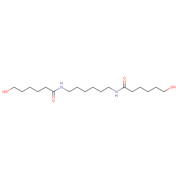 N,N’-Hexane-1,6-diylbis(6-hydroxyhexanamide) structural formula