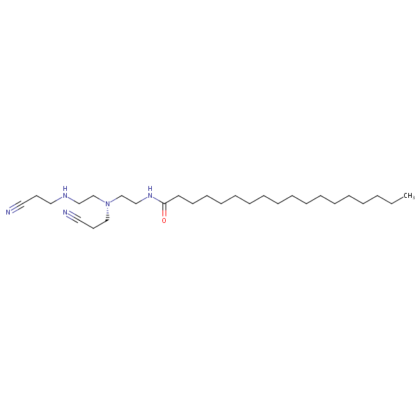 Octadecanamide, N-[2-[(2-cyanoethyl)[2-[(2-cyanoethyl)amino]ethyl]amino]ethyl]- structural formula