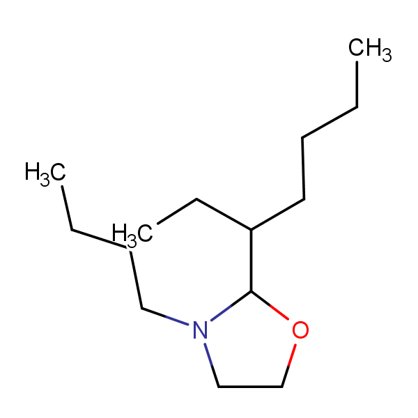 Oxazolidine, 3-butyl-2-(1-ethylpentyl)- structural formula