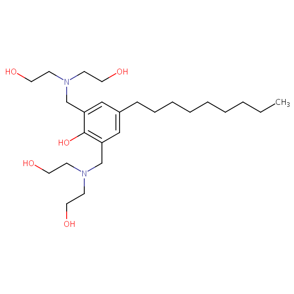 Phenol, 2,6-bis[[bis(2-hydroxyethyl)amino]methyl]-4-nonyl- structural formula