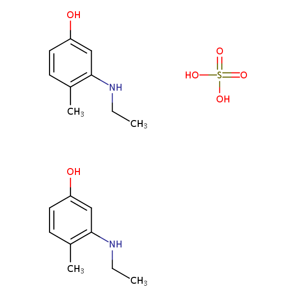 Phenol, 3-(ethylamino)-4-methyl-, sulfate (2:1) (salt) structural formula