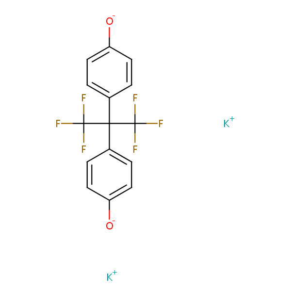 Phenol, 4,4’-[2,2,2-trifluoro-1-(trifluoromethyl)ethylidene]bis-, dipotassium salt structural formula