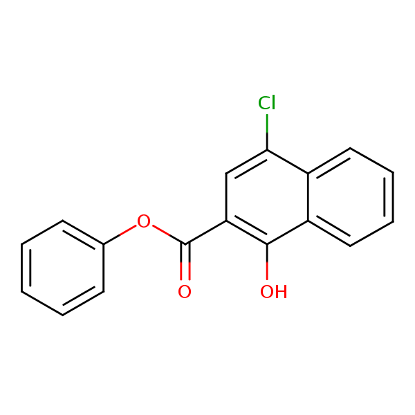 Phenyl 4-chloro-1-hydroxy-2-naphthoate structural formula