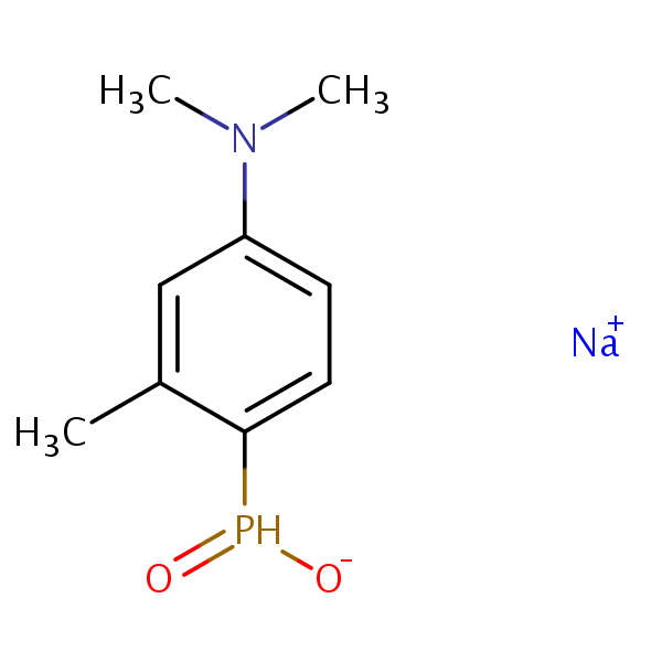 Phosphinic acid, [4-(dimethylamino)-2-methylphenyl]-, sodium salt structural formula