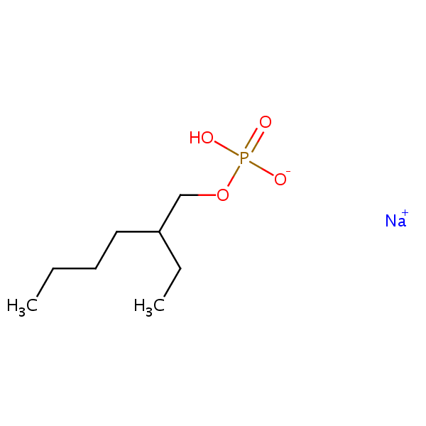 Phosphoric acid, mono(2-ethylhexyl) ester, sodium salt structural formula